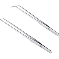 BoomYou Pinzas de Acuario Acero Inoxidable Power Tweezer Derecha Pinzas Acuáticas Tanque Acuático Curvo de 10.6&quot-de Largo